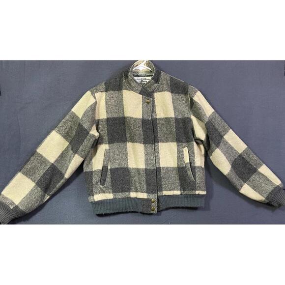 Woolrich Jackets & Blazers - Woolrich Size M Wool Buffalo Plaid Full Zip Bomber Jacket Womens Stand Up Collar